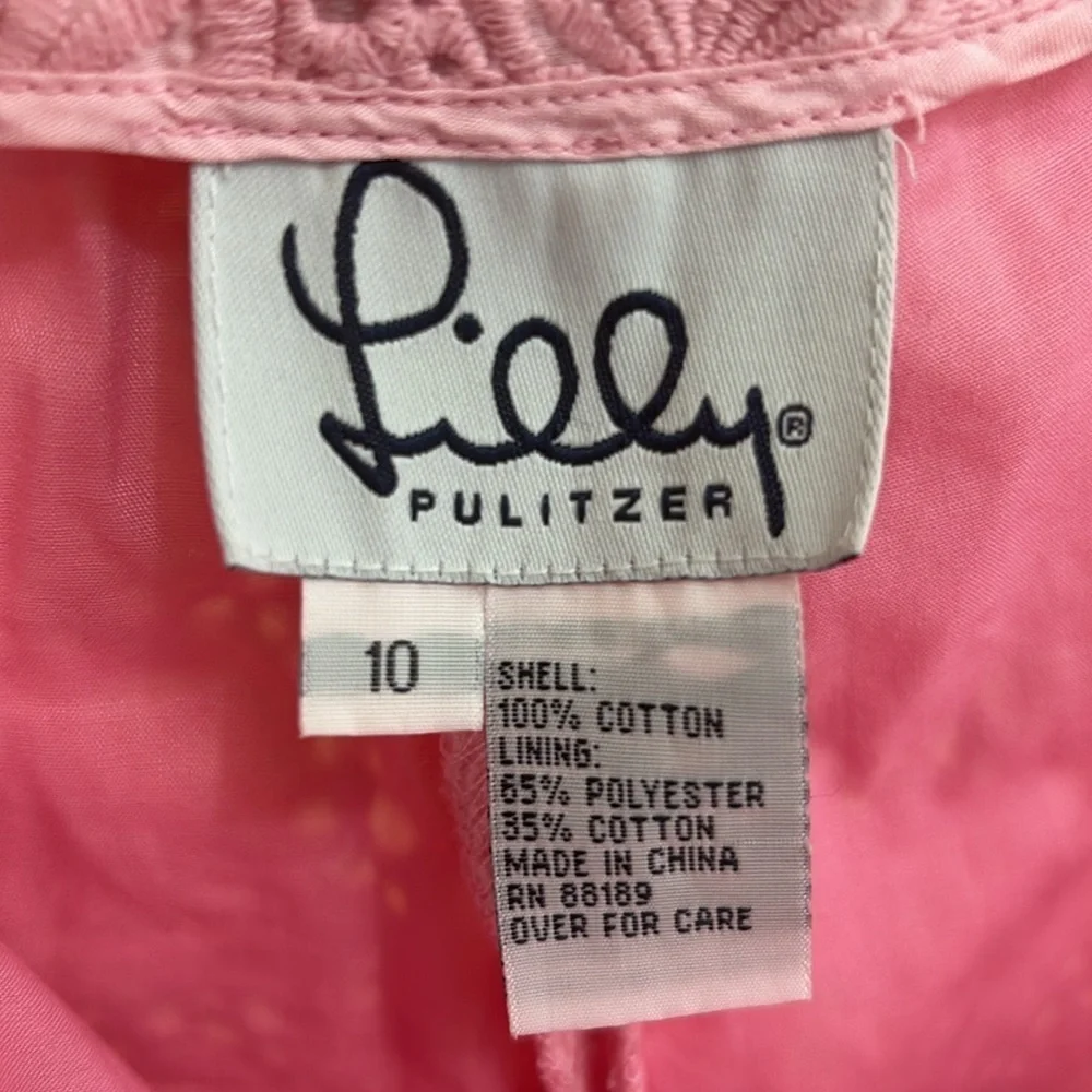 Vintage Lilly Pulitzer | Pink Cotton Daisy Embroidered Eyelet Pants Trousers 10